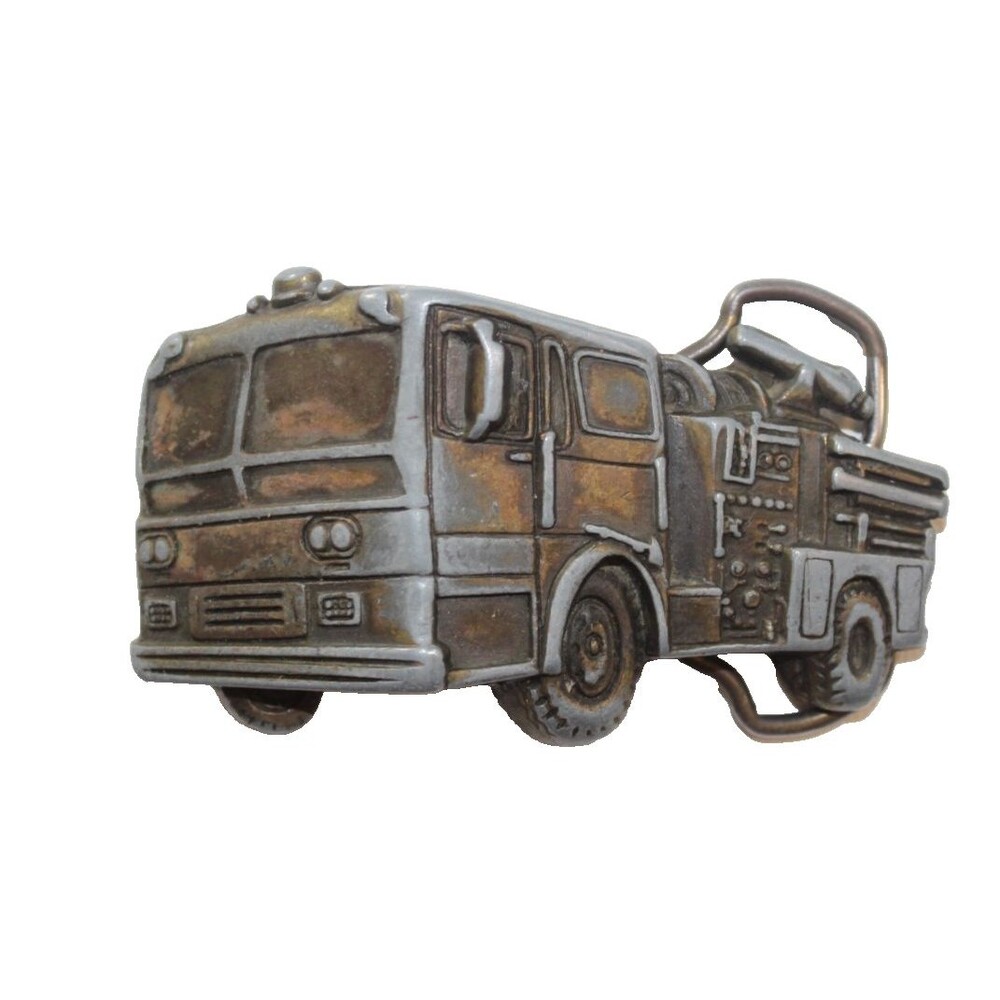 Vintage MBCI 1979 Indiana Metal Craft Fire Truck Solid Brass Belt Buckle